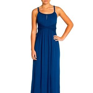 Max Studio Long Blue Keyhole Maxi Dress